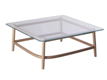 SINGLE CURVE LOW TABLE - Square wood and glass coffee table by Wiener GTV Design - view 2